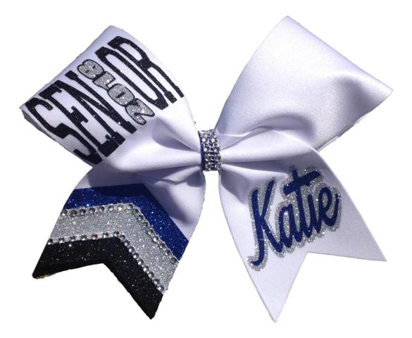 2019 jeweled tailed senior cheer bow three glitter colors